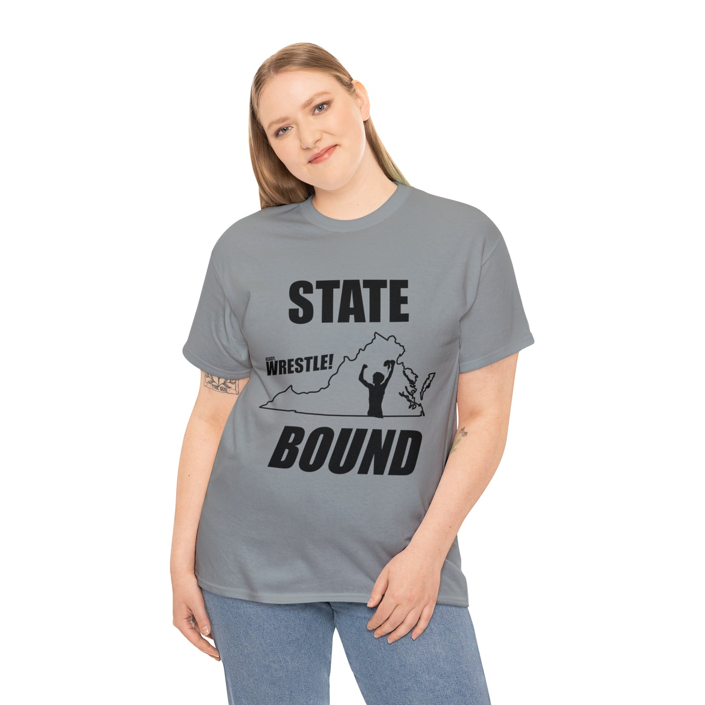 Virginia State Bound, Black Logo, Unisex Heavy Cotton Tee