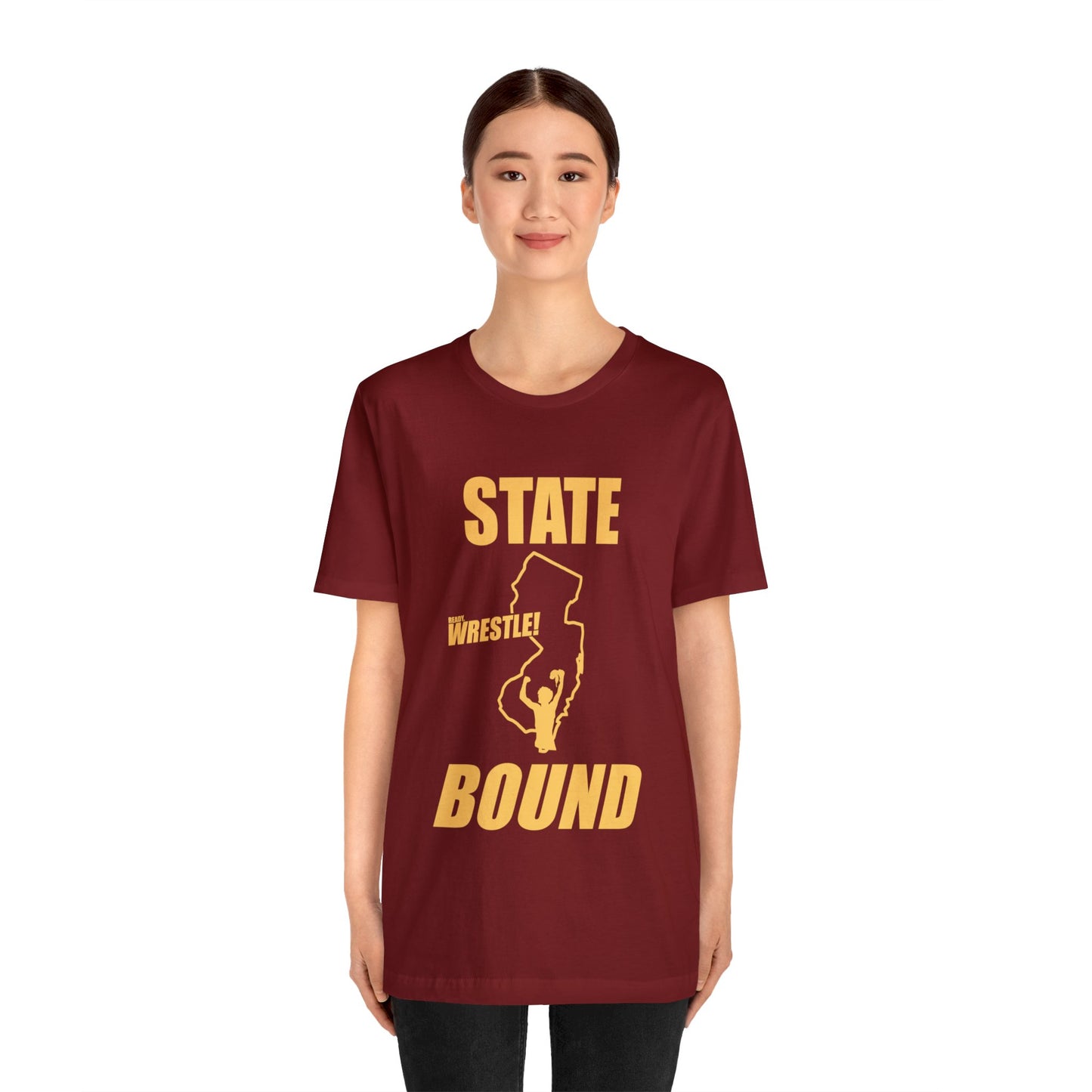 New Jersey State Bound, Gold Print, Bella+Canvas 3001, Unisex Jersey Short Sleeve Tee