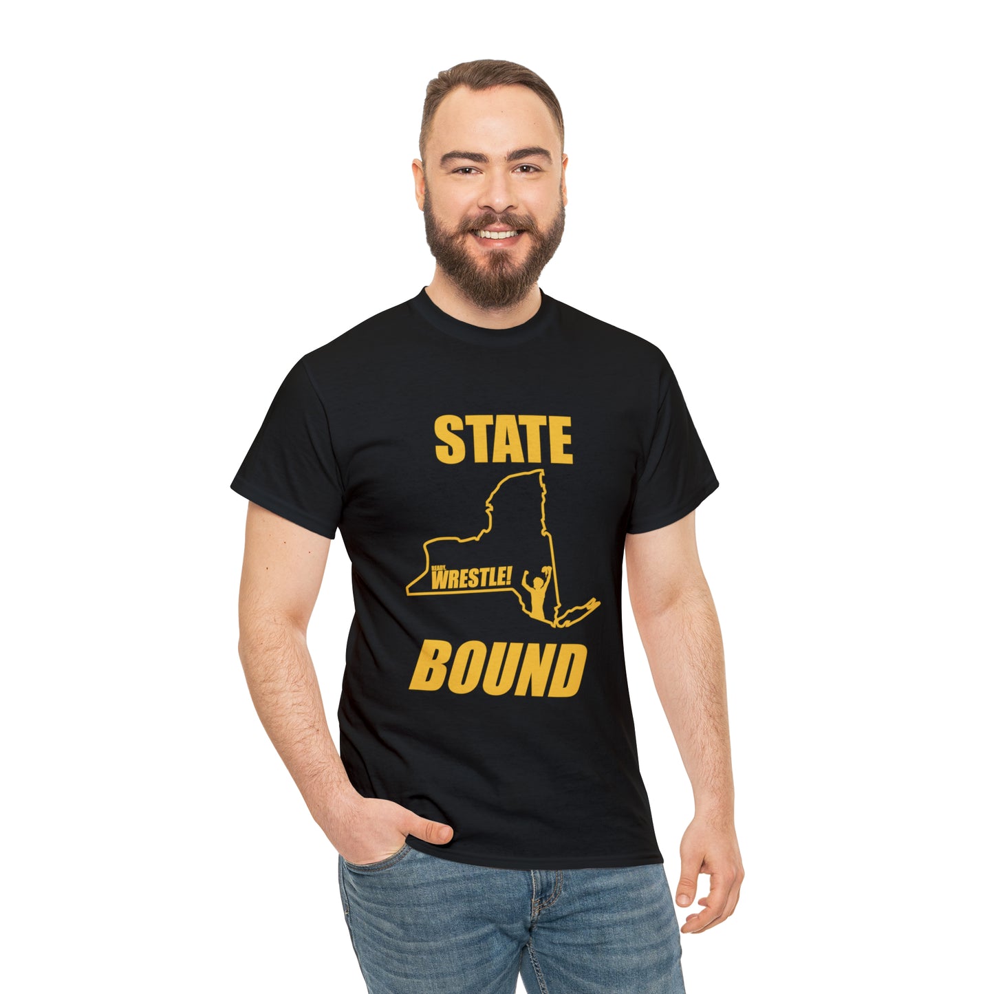 New York State Bound, Gold Logo, Unisex Heavy Cotton Tee