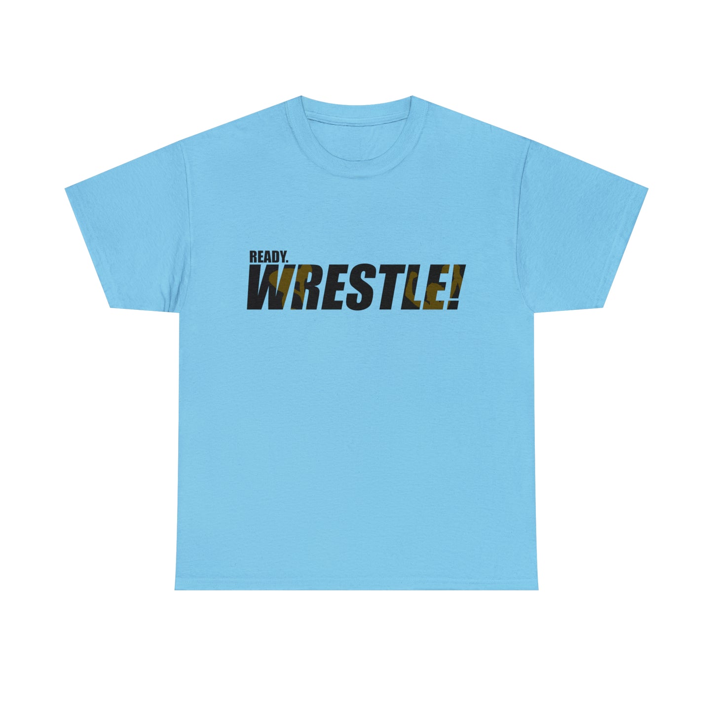 Ready. Wrestle! Black Logo w/Yellow Silhouettes, Unisex Heavy Cotton Tee