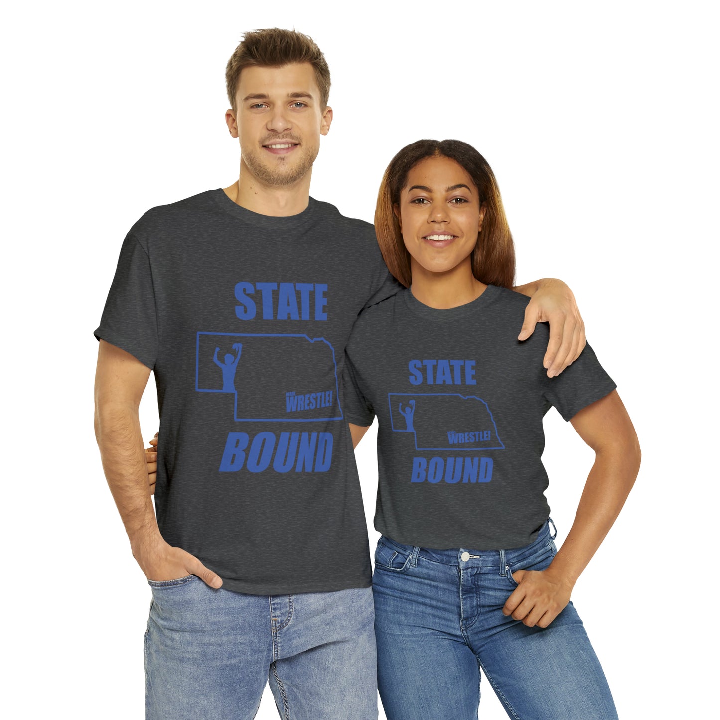 Nebraska State Bound, Royal Blue Logo, Unisex Heavy Cotton Tee