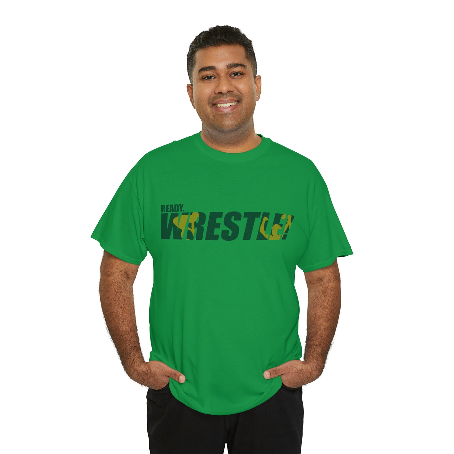 Ready. Wrestle! Green/Gold Logo, Unisex Heavy Cotton Tee