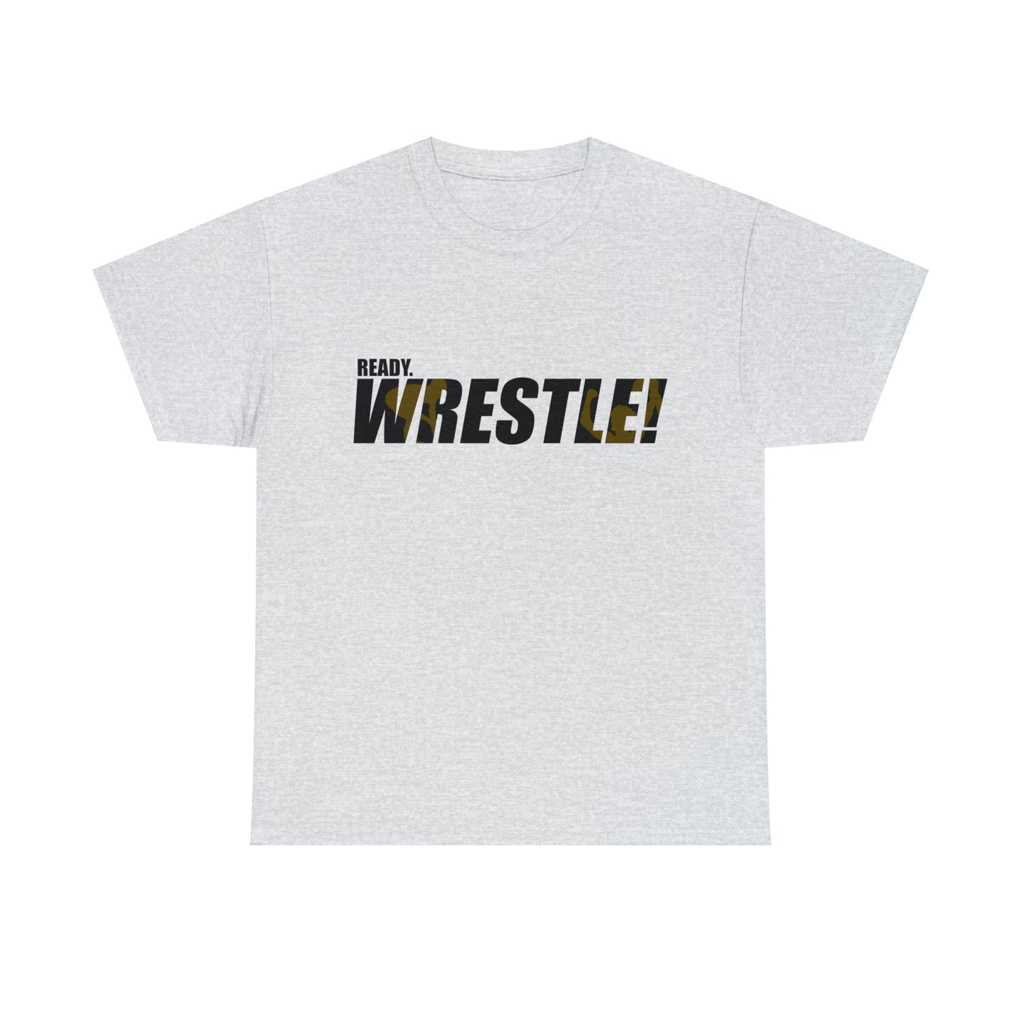 Ready. Wrestle! Black Logo w/Yellow Silhouettes, Unisex Heavy Cotton Tee