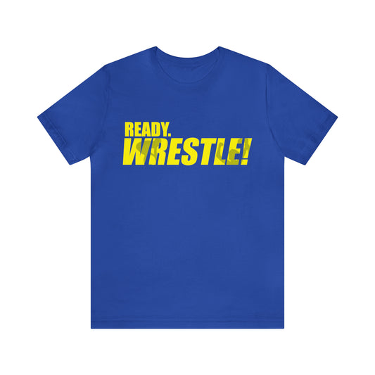 Ready. Wrestle! Gold Logo with Green, Unisex Jersey Short Sleeve Tee