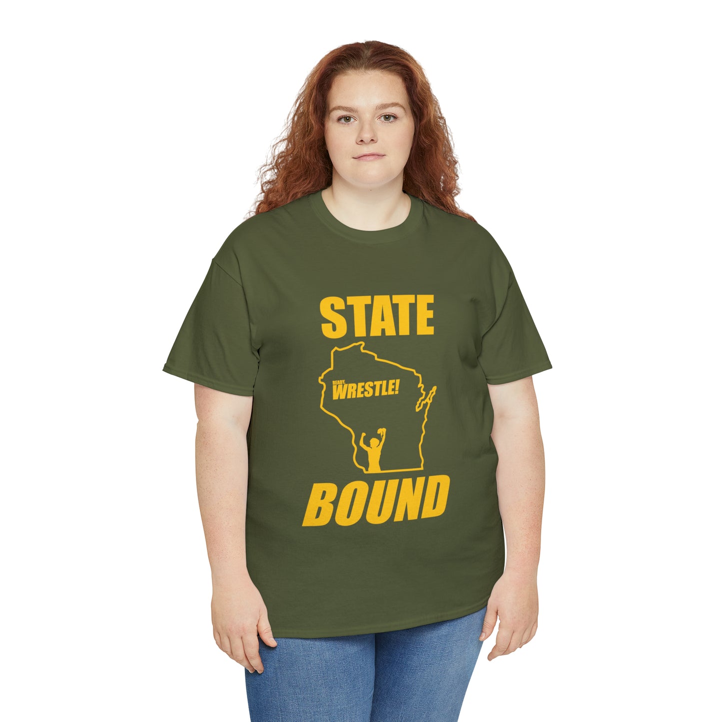 Wisconsin State Bound, Gold Logo, Unisex Heavy Cotton Tee