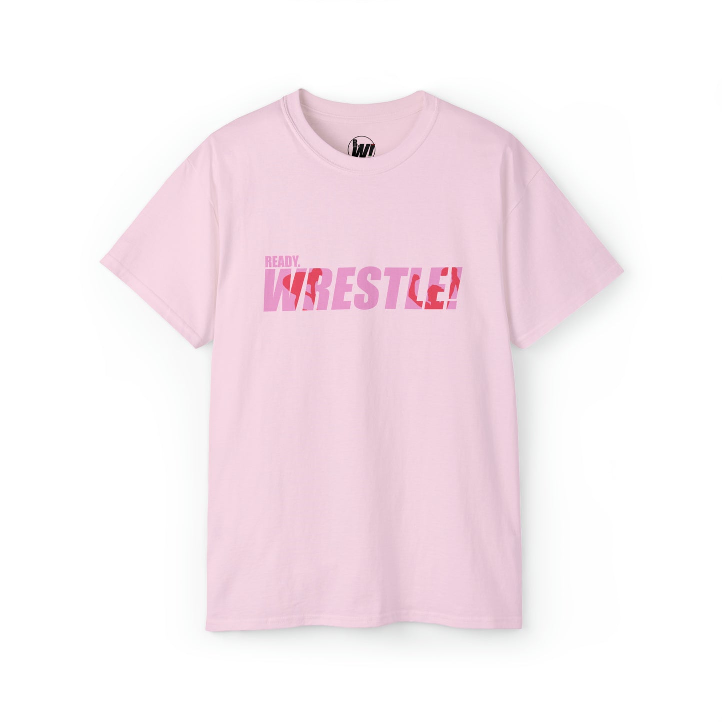 Ready. Wrestle!, Unisex Ultra Cotton Tee, Pink/Red Logo