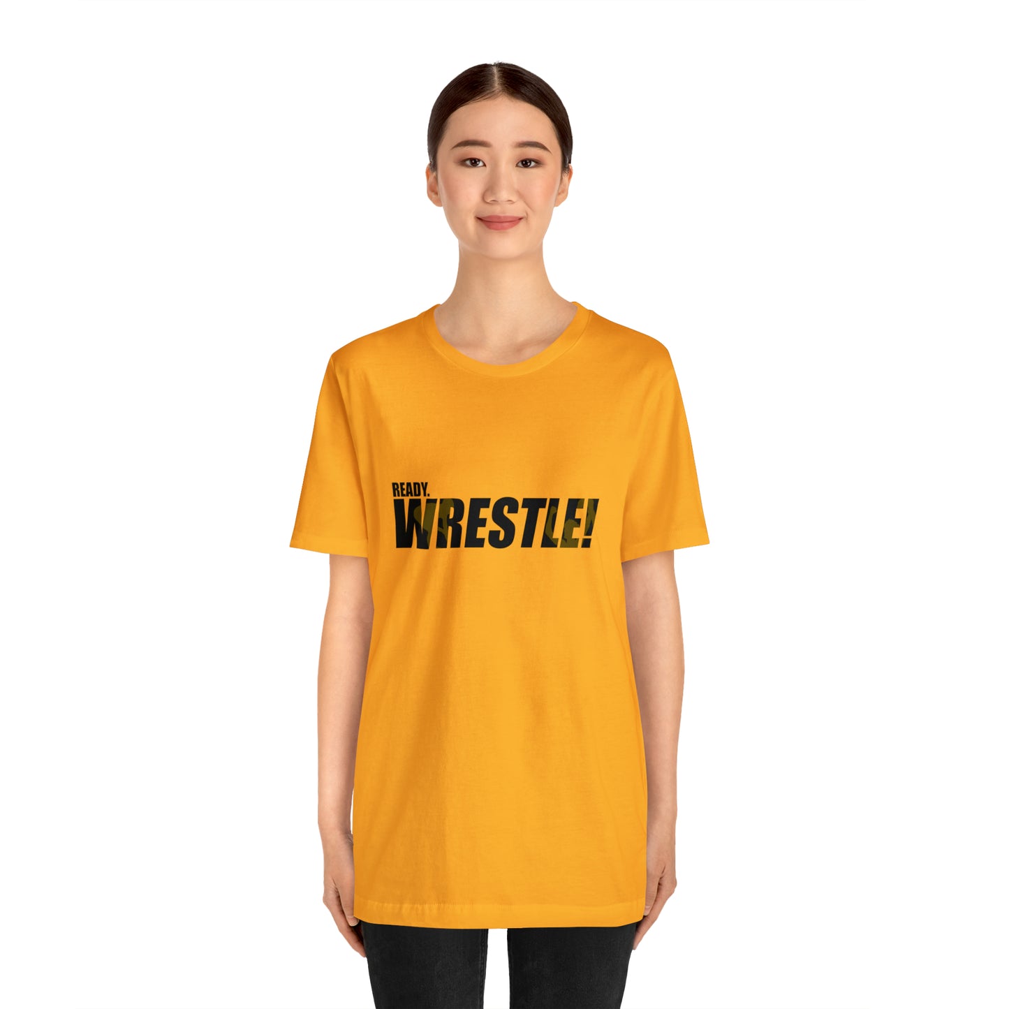 Ready. Wrestle! Black Logo w/Yellow Silhouettes, Unisex Heavy Cotton Tee Bella+Canvas