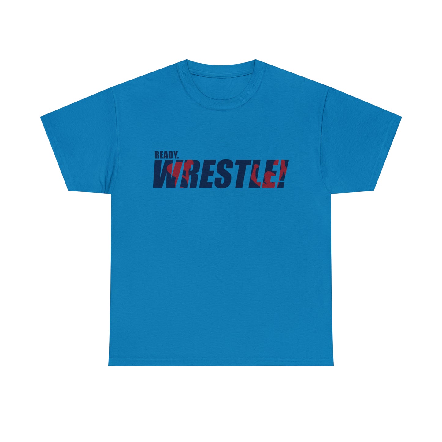 Ready. Wrestle! Navy Logo w/Red Silhouettes, Unisex Heavy Cotton Tee