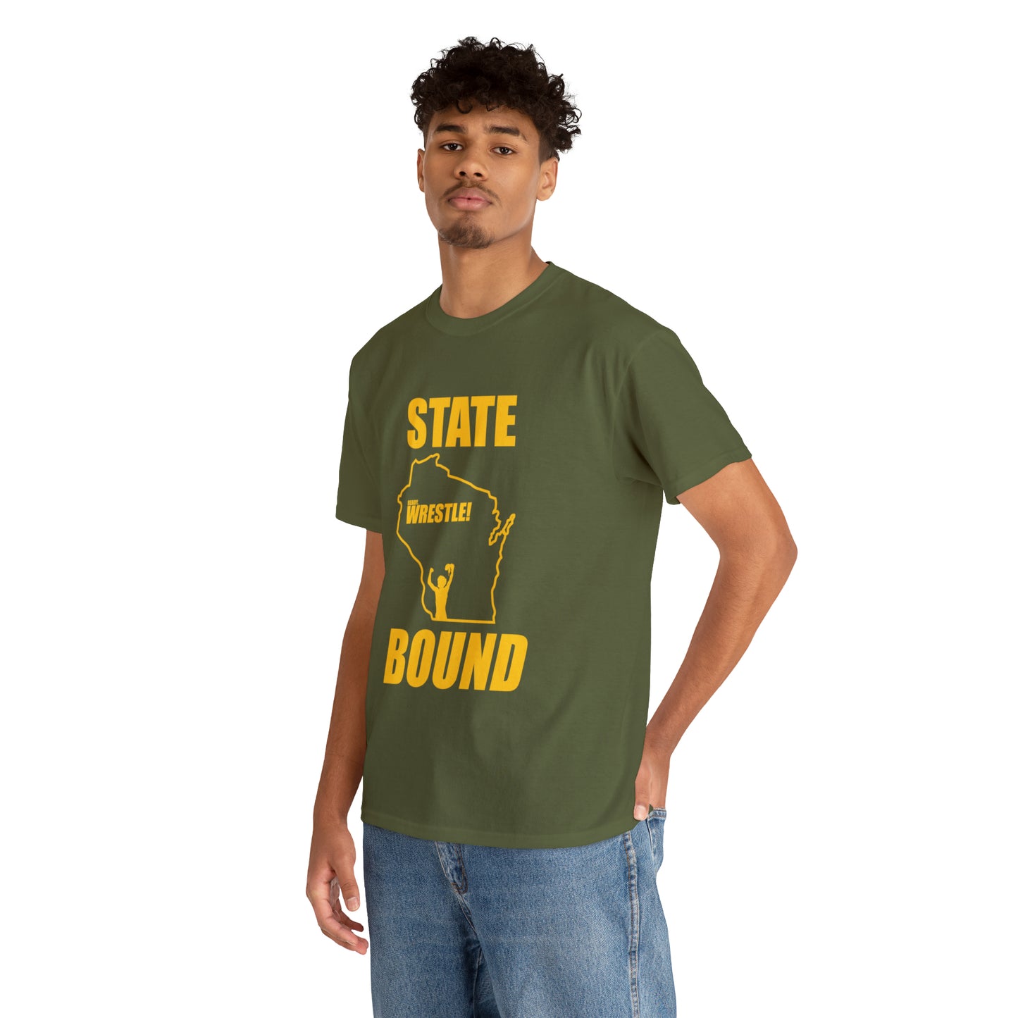 Wisconsin State Bound, Gold Logo, Unisex Heavy Cotton Tee