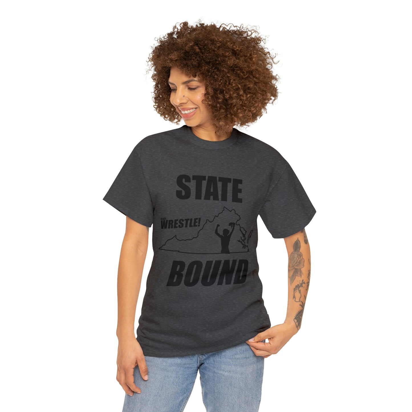 Virginia State Bound, Black Logo, Unisex Heavy Cotton Tee