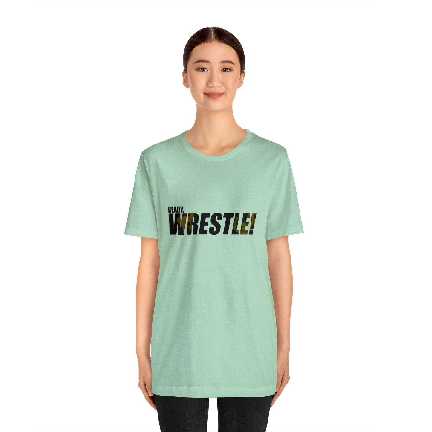 Ready. Wrestle! Black Logo w/Yellow Silhouettes, Unisex Heavy Cotton Tee Bella+Canvas