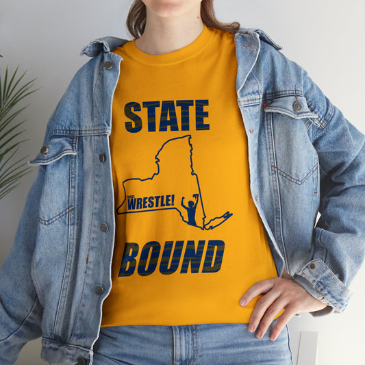 New York State Bound, Blue Logo, Tiger stripes, Unisex Heavy Cotton Tee