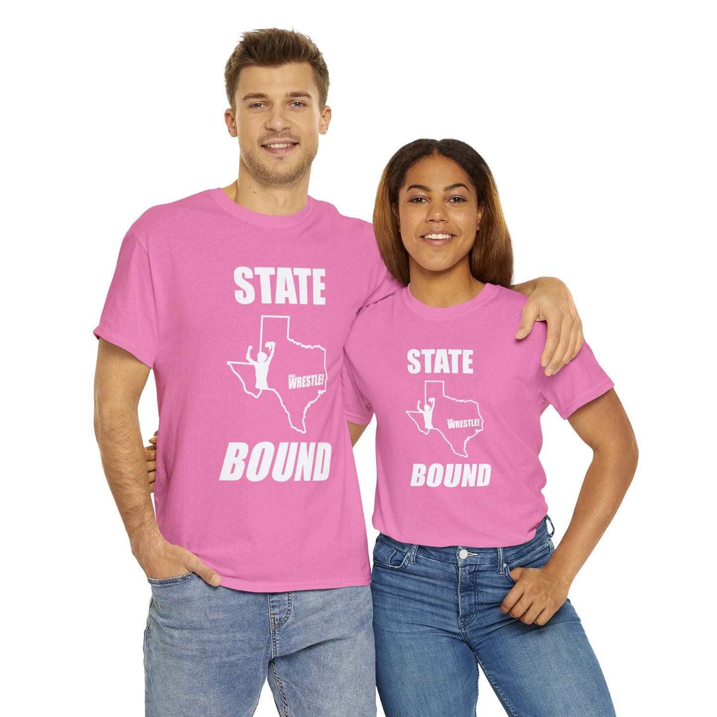 Texas State Bound, White Logo, Unisex Heavy Cotton Tee