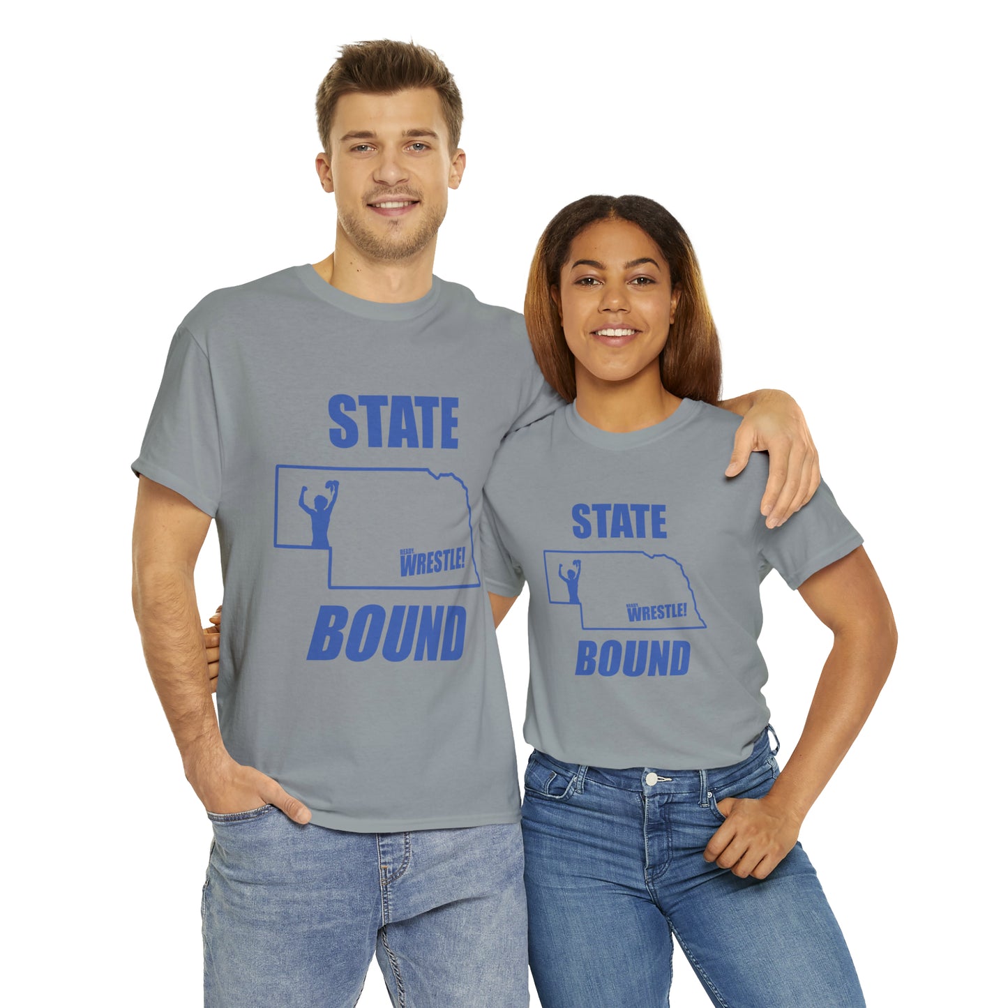 Nebraska State Bound, Royal Blue Logo, Unisex Heavy Cotton Tee