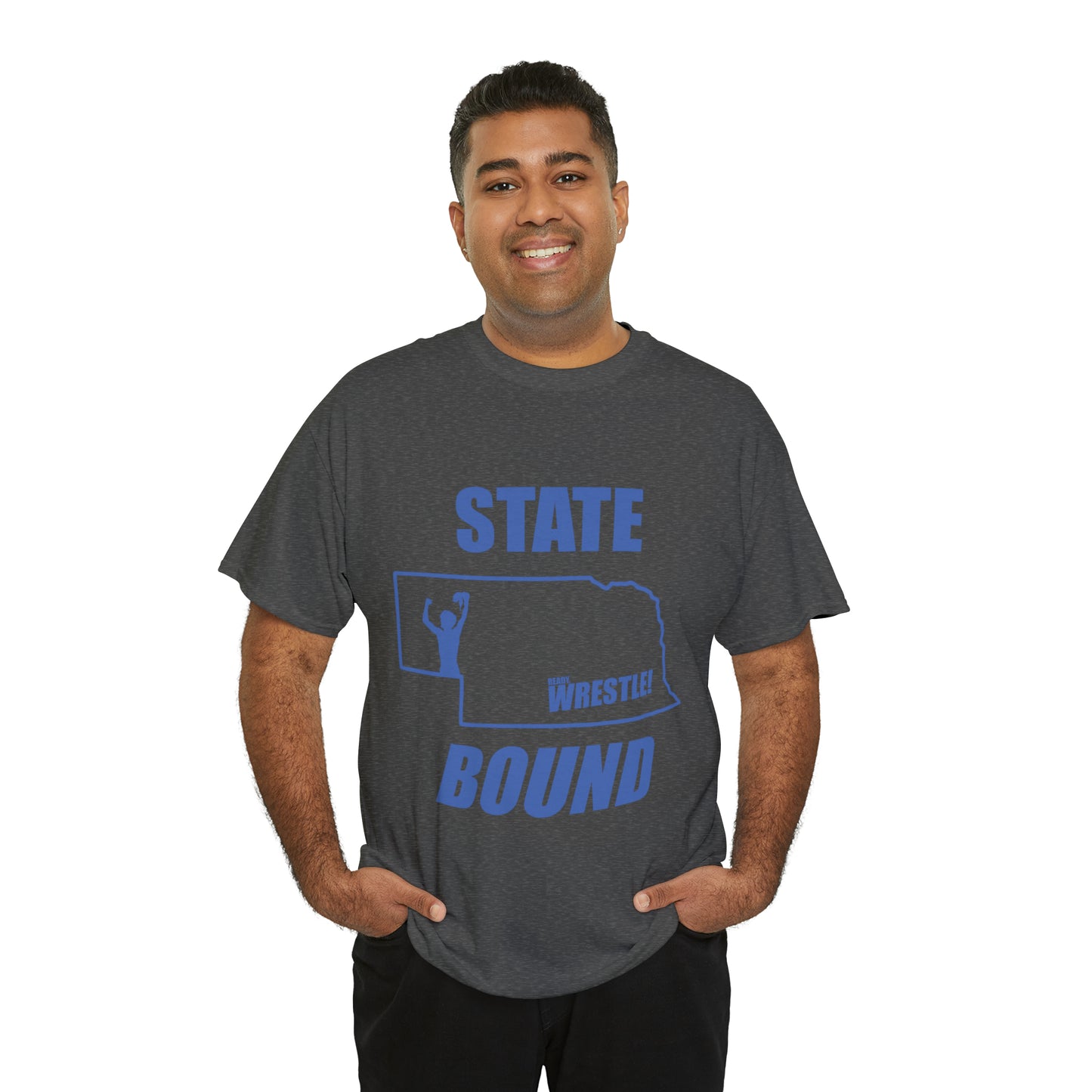 Nebraska State Bound, Royal Blue Logo, Unisex Heavy Cotton Tee