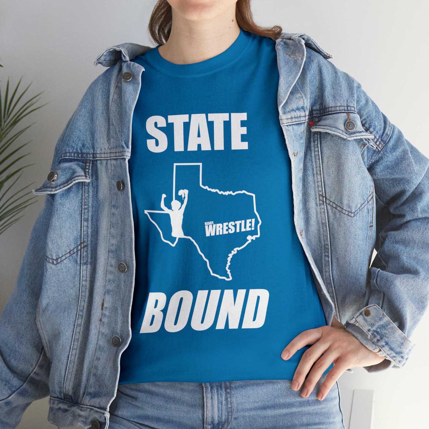 Texas State Bound, White Logo, Unisex Heavy Cotton Tee