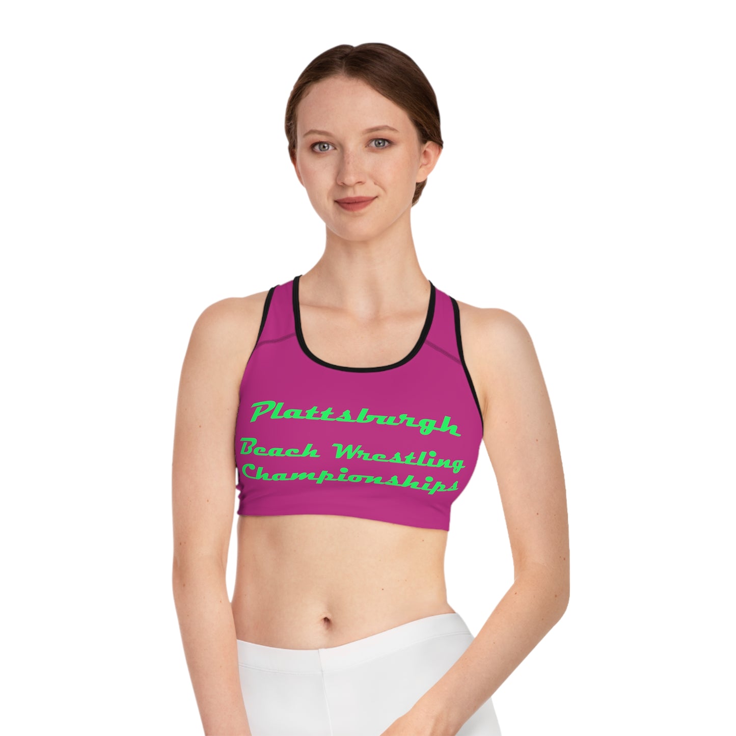 Plattsburgh Beach Wrestling Sports Bra (AOP)