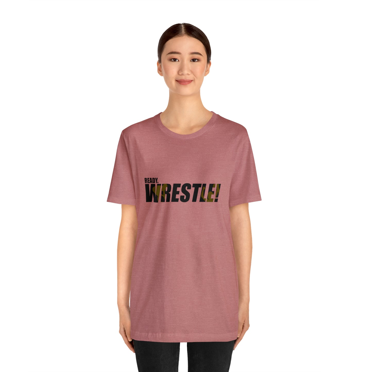 Ready. Wrestle! Black Logo w/Yellow Silhouettes, Unisex Heavy Cotton Tee Bella+Canvas