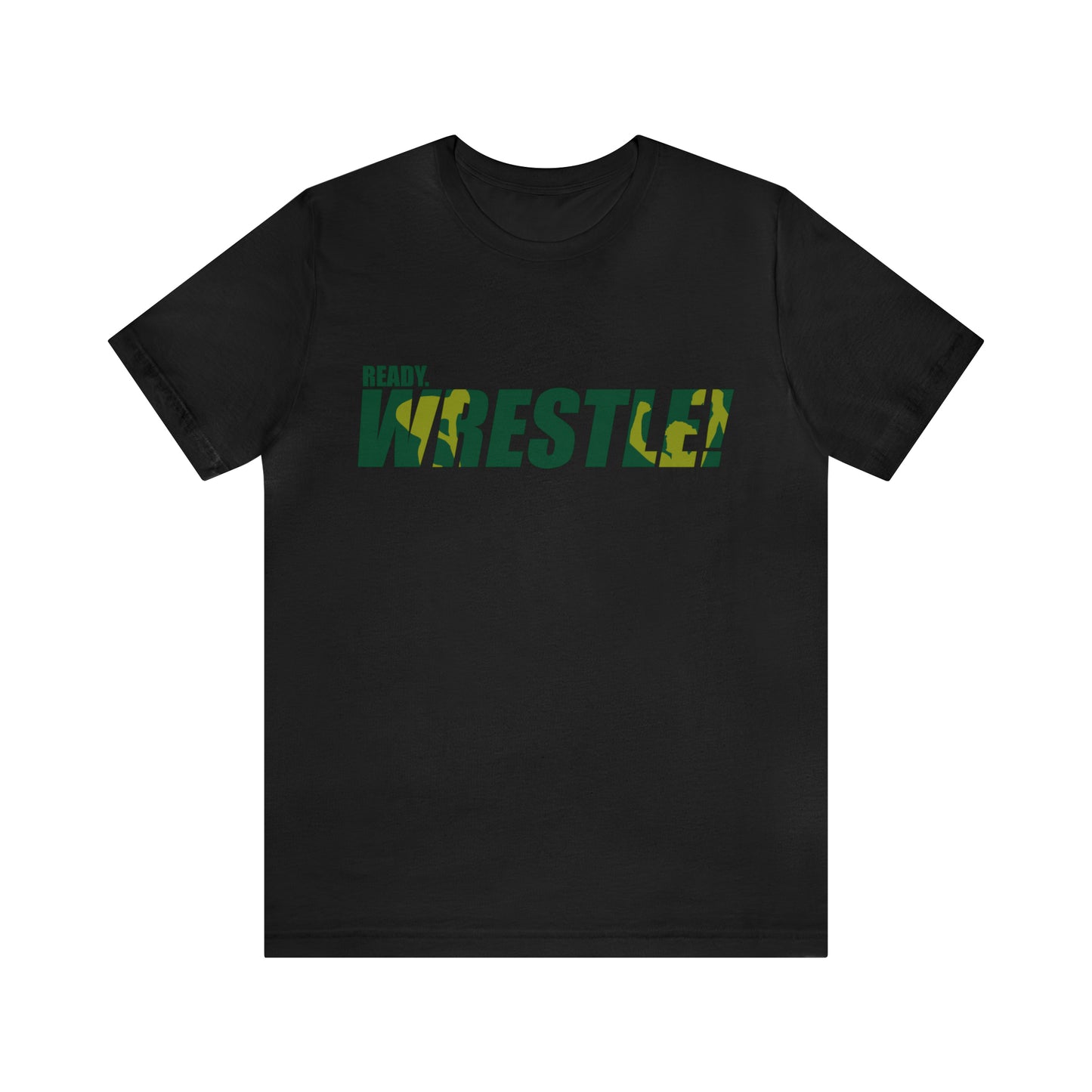 Ready. Wrestle! Green/Gold Logo, Unisex Heavy Cotton Tee, Bella+Canvas