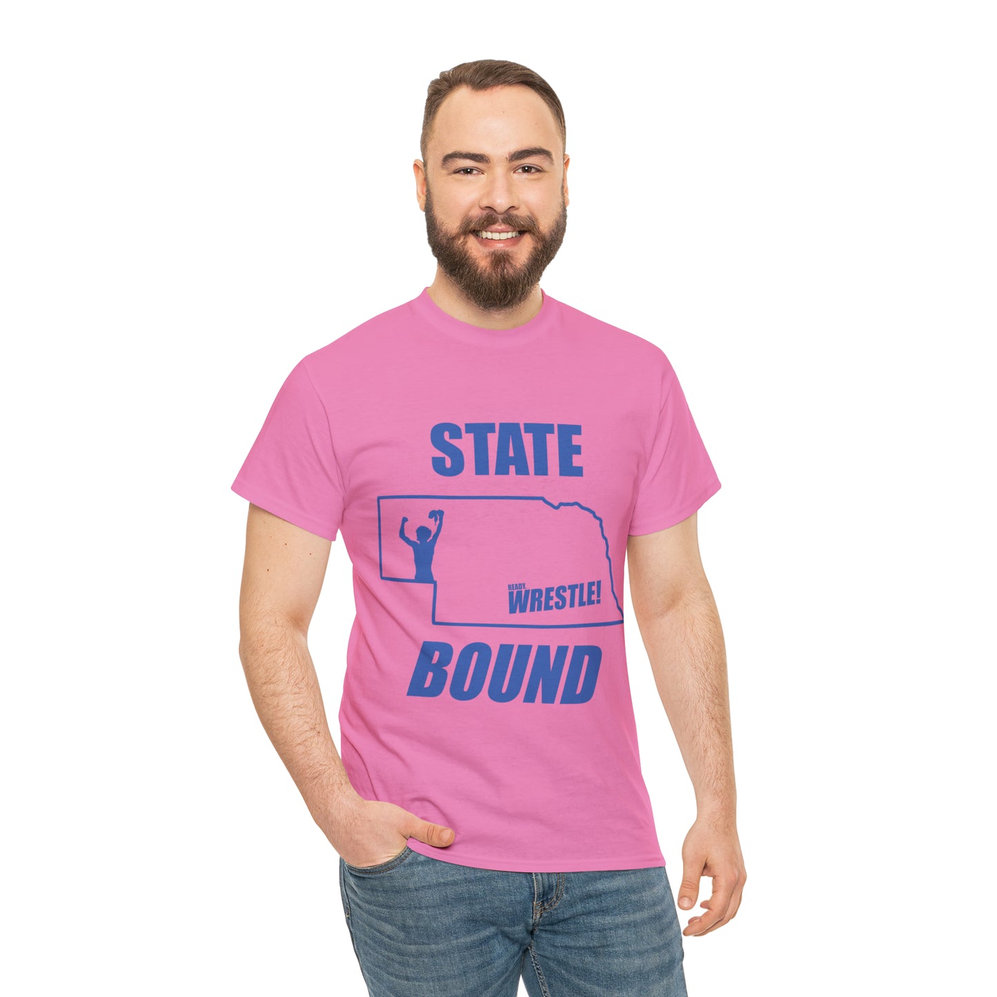 Nebraska State Bound, Royal Blue Logo, Unisex Heavy Cotton Tee