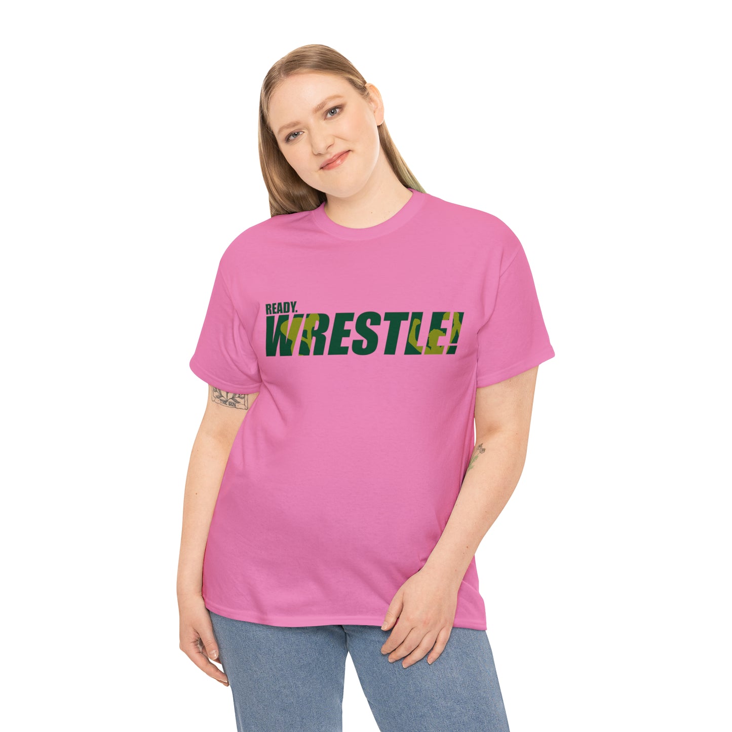 Ready. Wrestle! Green/Gold Logo, Unisex Heavy Cotton Tee