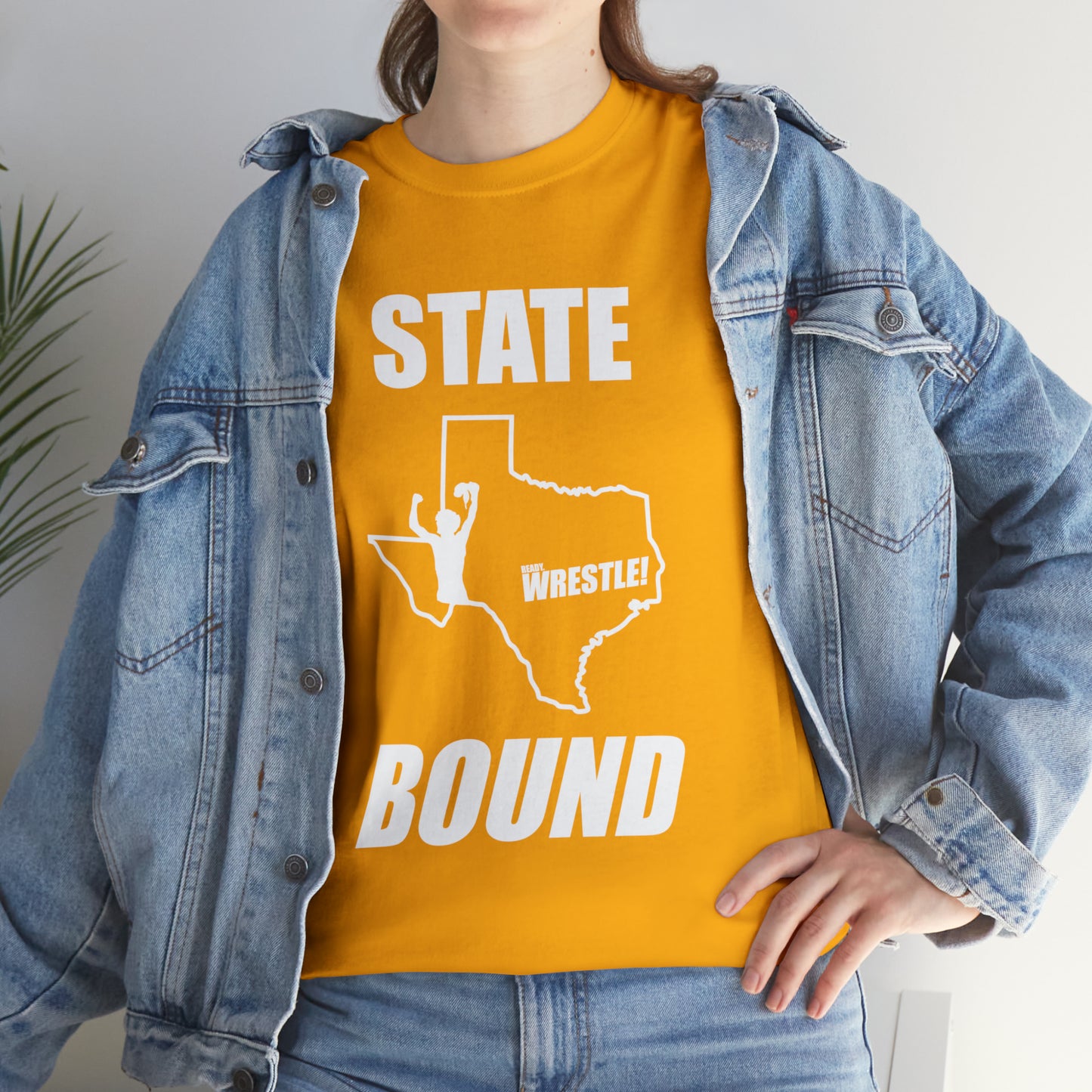 Texas State Bound, White Logo, Unisex Heavy Cotton Tee