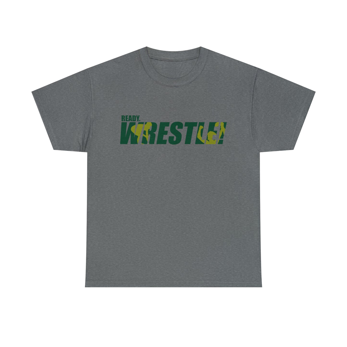 Ready. Wrestle! Green/Gold Logo, Unisex Heavy Cotton Tee