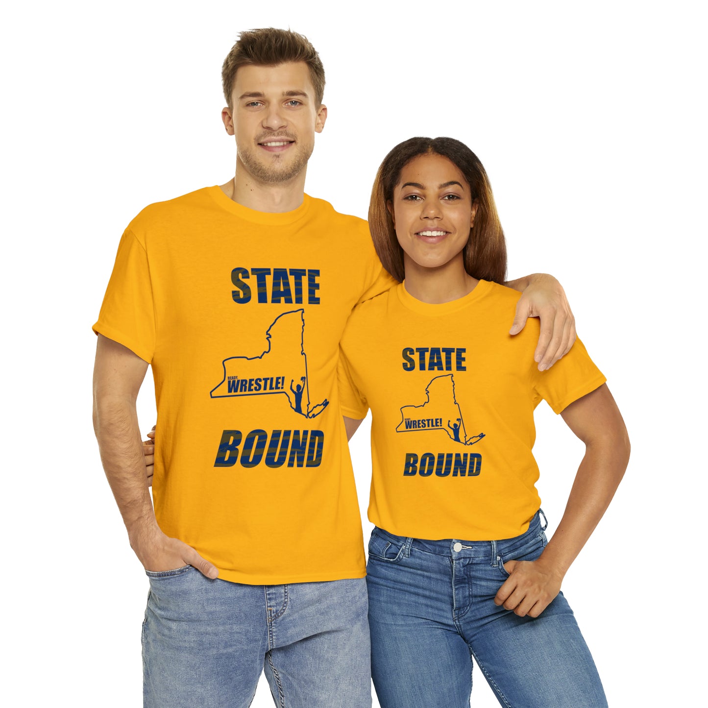 New York State Bound, Blue Logo, Tiger stripes, Unisex Heavy Cotton Tee