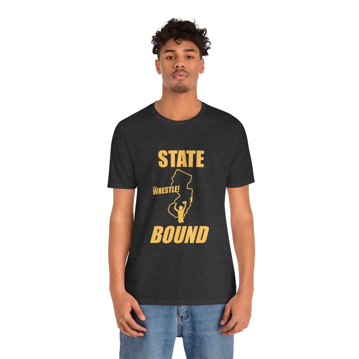 New Jersey State Bound, Gold Print, Bella+Canvas 3001, Unisex Jersey Short Sleeve Tee