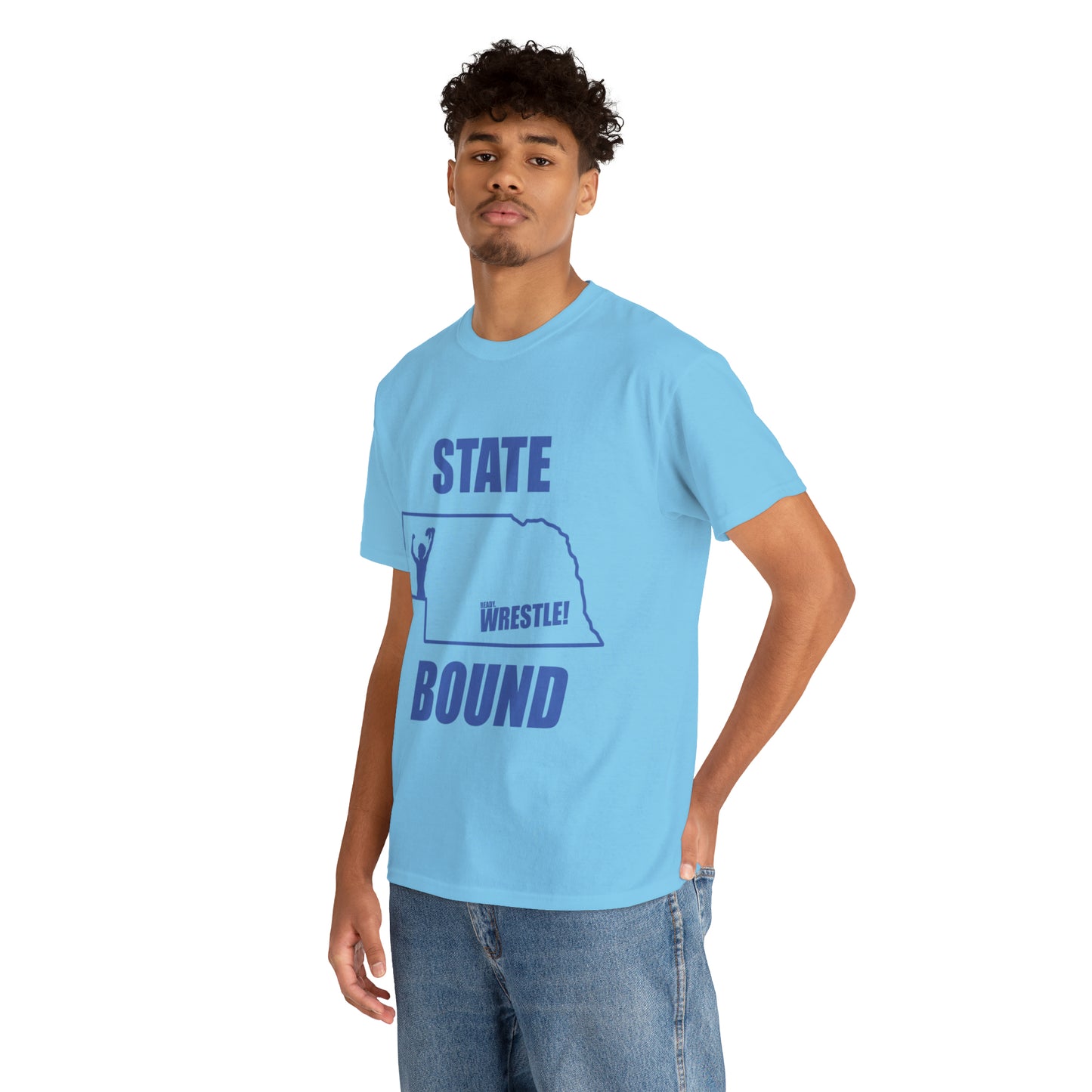 Nebraska State Bound, Royal Blue Logo, Unisex Heavy Cotton Tee