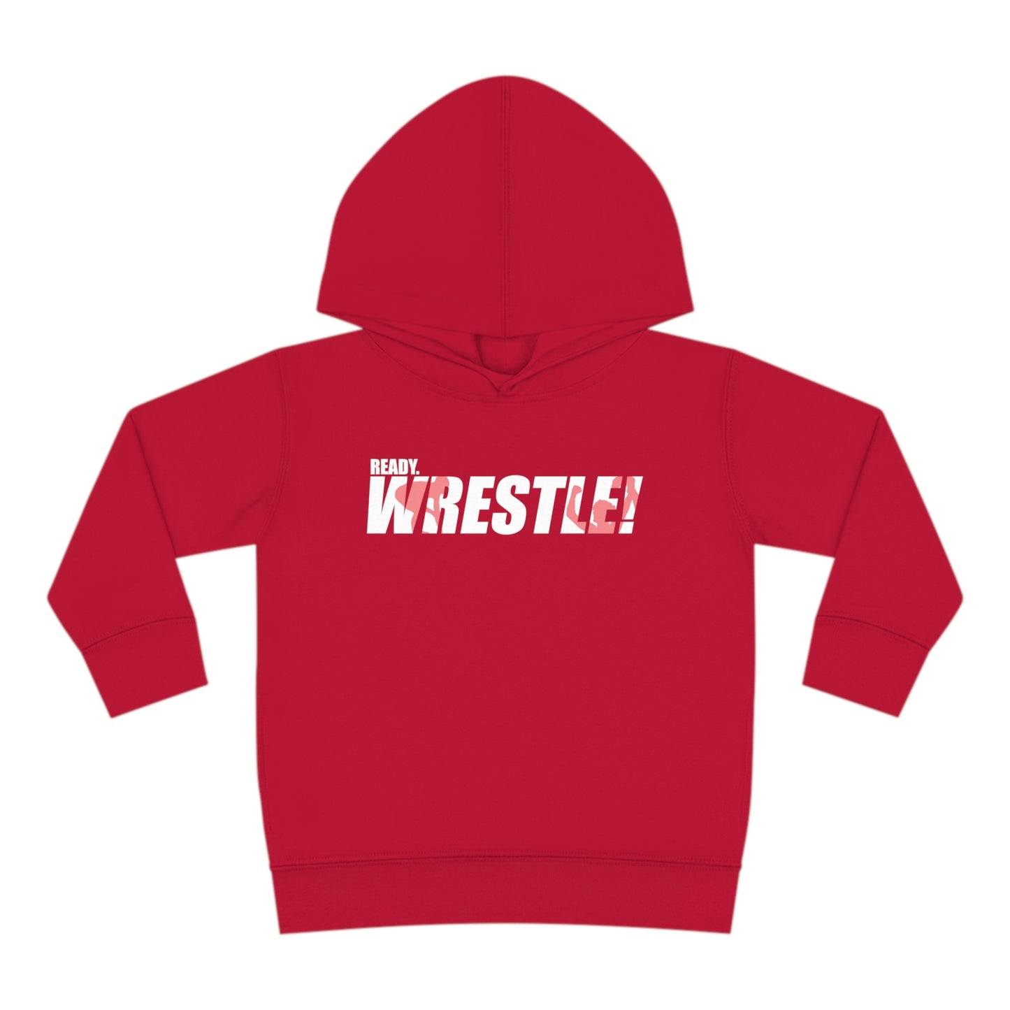 Ready. Wrestle! Toddler Pullover Fleece Hoodie, Red/White Logo