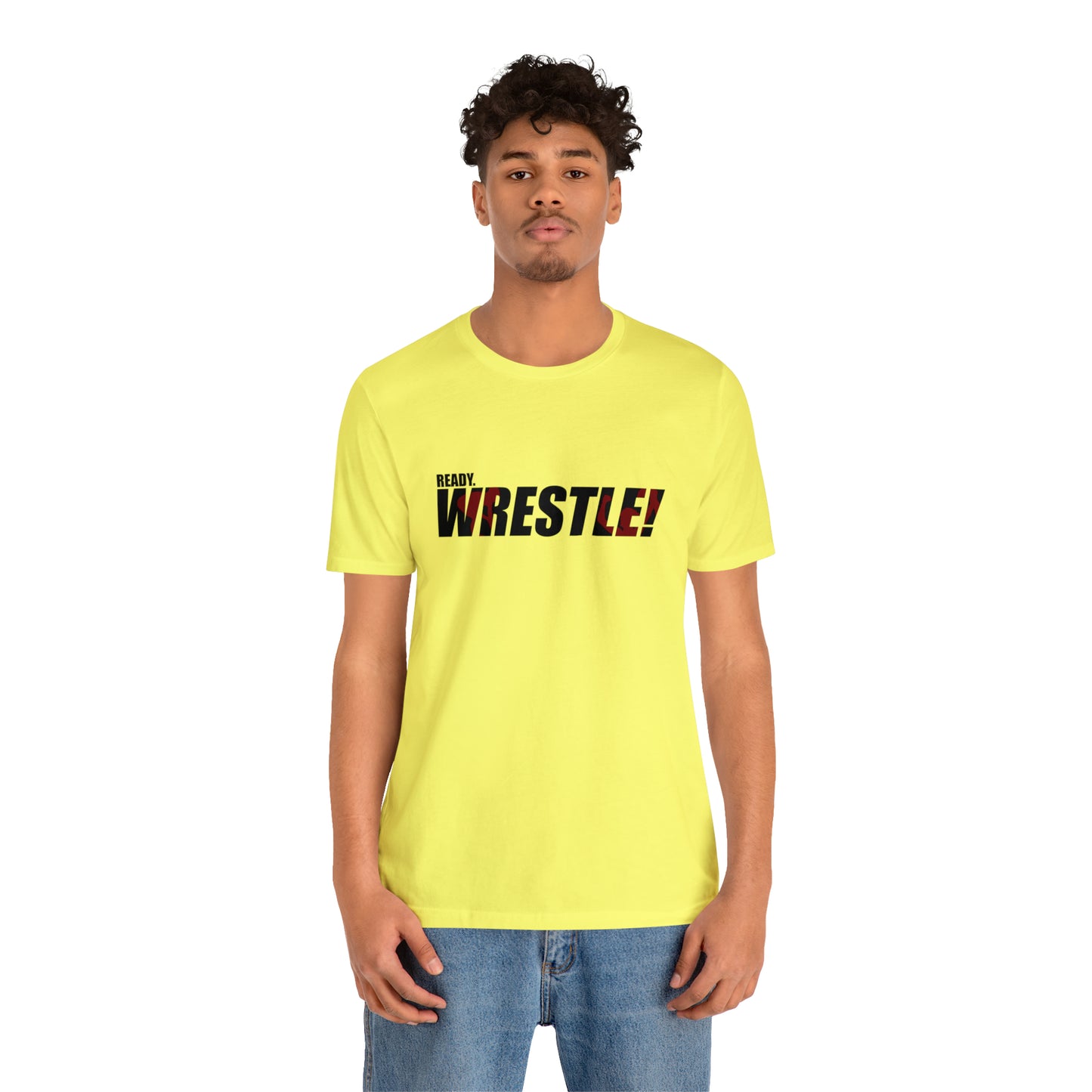 Ready. Wrestle! Black Logo w/Red Silhouettes, Unisex Heavy Cotton Tee Bella+Canvas