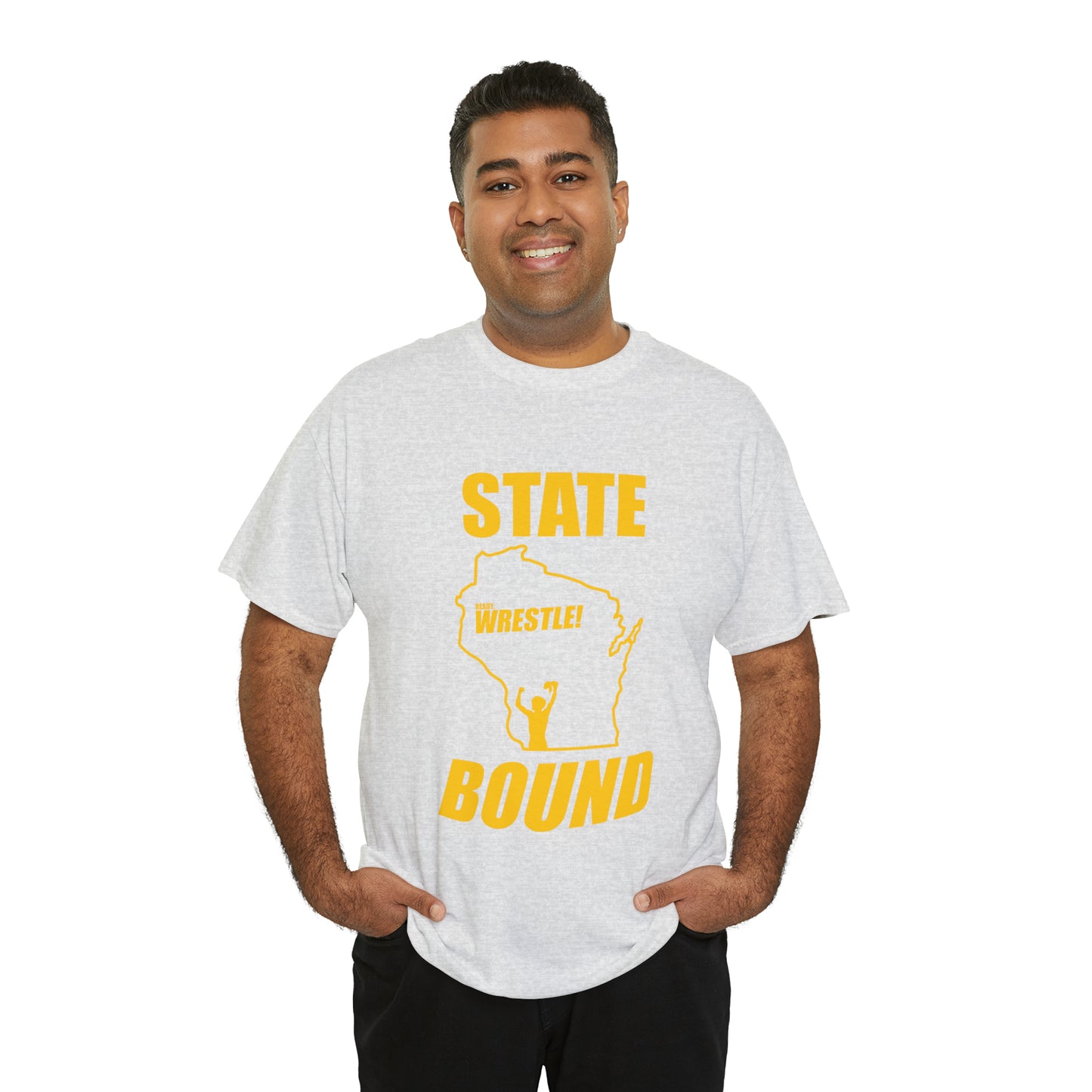 Wisconsin State Bound, Gold Logo, Unisex Heavy Cotton Tee