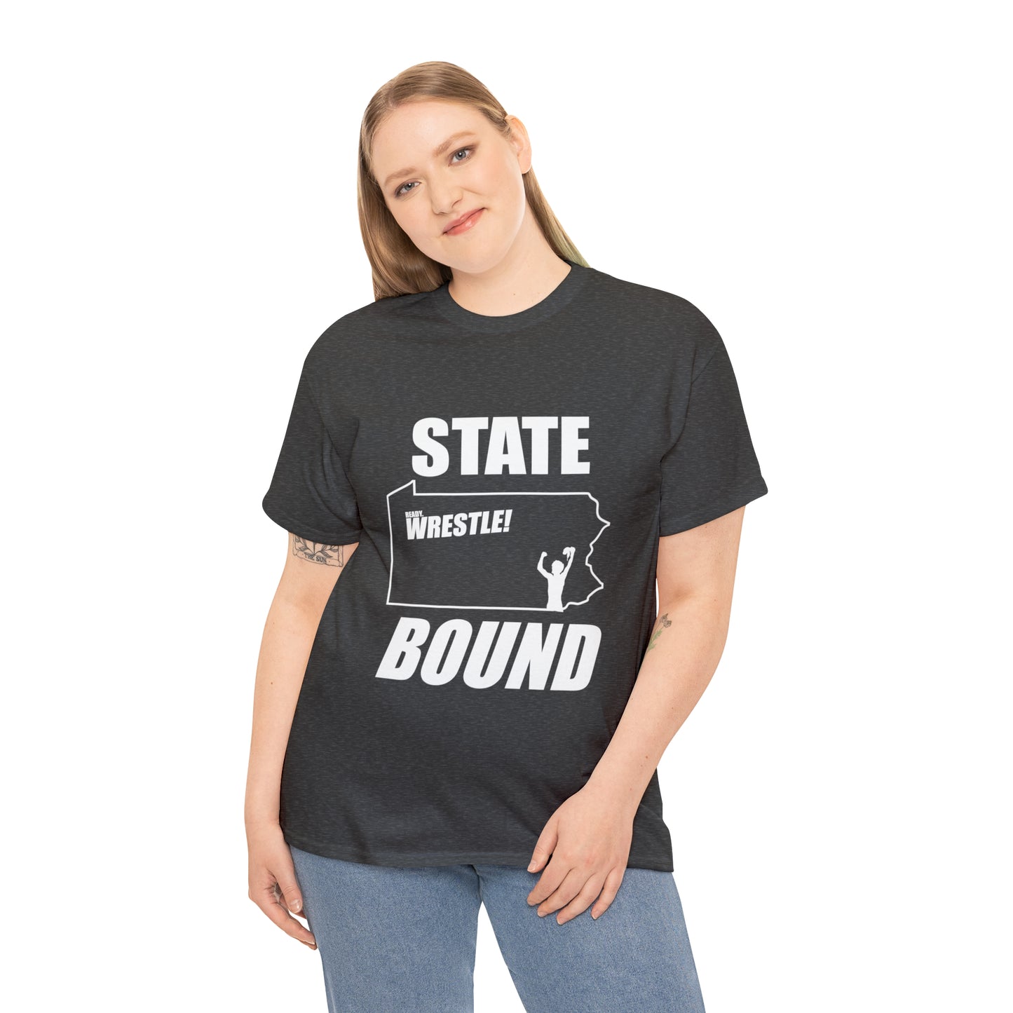 Pennsylvania State Bound, White Logo, Unisex Heavy Cotton Tee