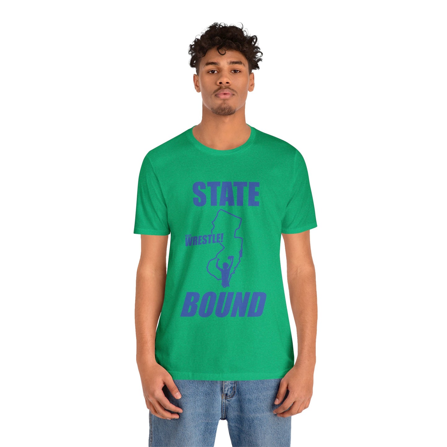 New Jersey State Bound, Blue print, Bella+Canvas 3001, Unisex Jersey Short Sleeve Tee