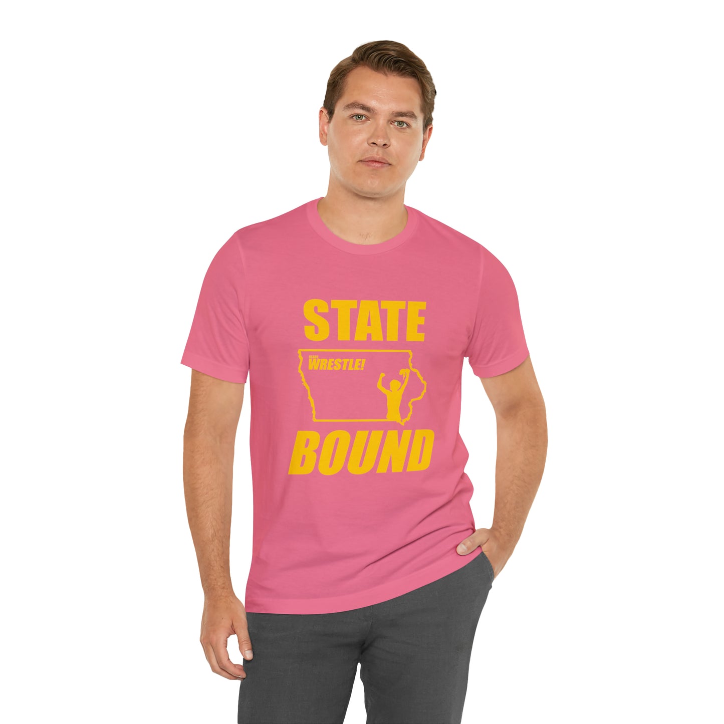 Iowa State Bound, Unisex Jersey Short Sleeve Tee, Gold Logo