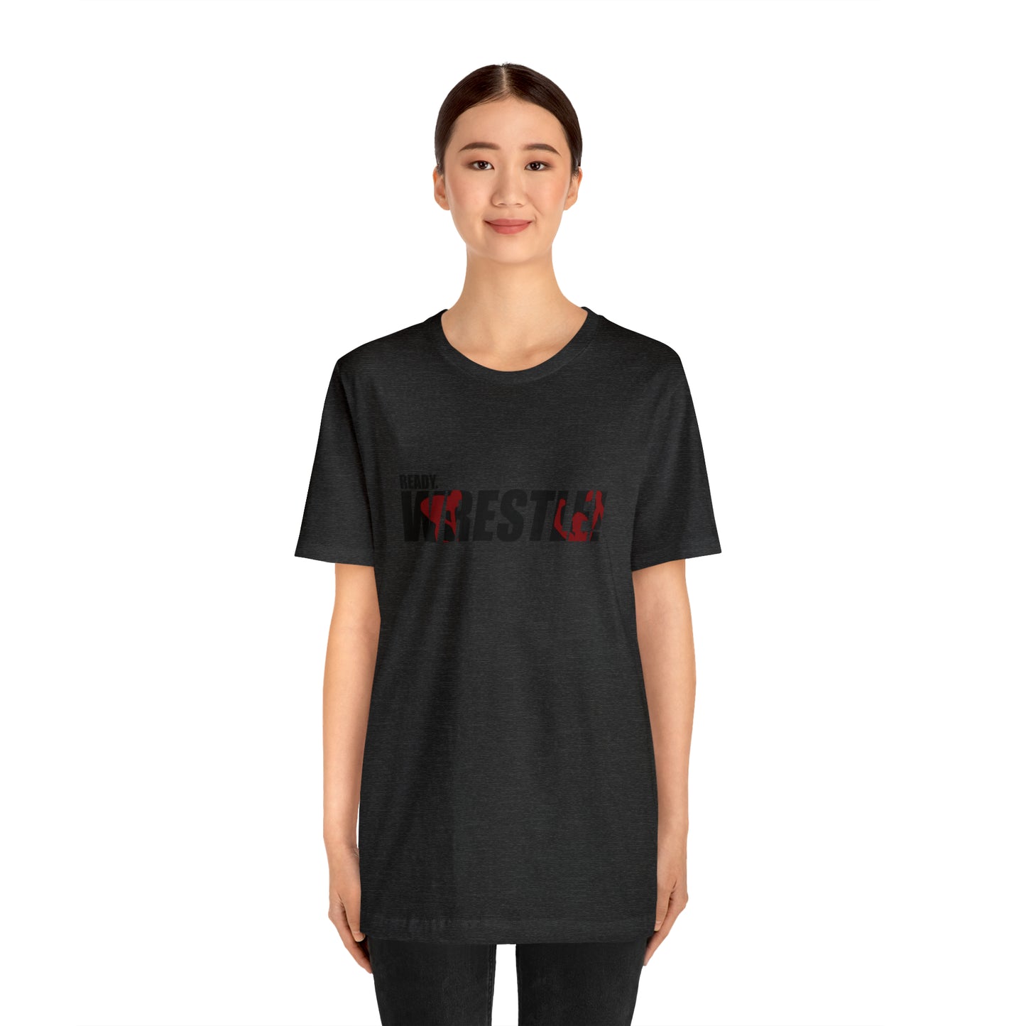 Ready. Wrestle! Black Logo w/Red Silhouettes, Unisex Heavy Cotton Tee Bella+Canvas