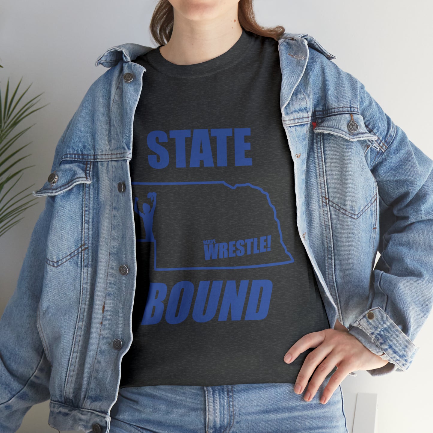 Nebraska State Bound, Royal Blue Logo, Unisex Heavy Cotton Tee