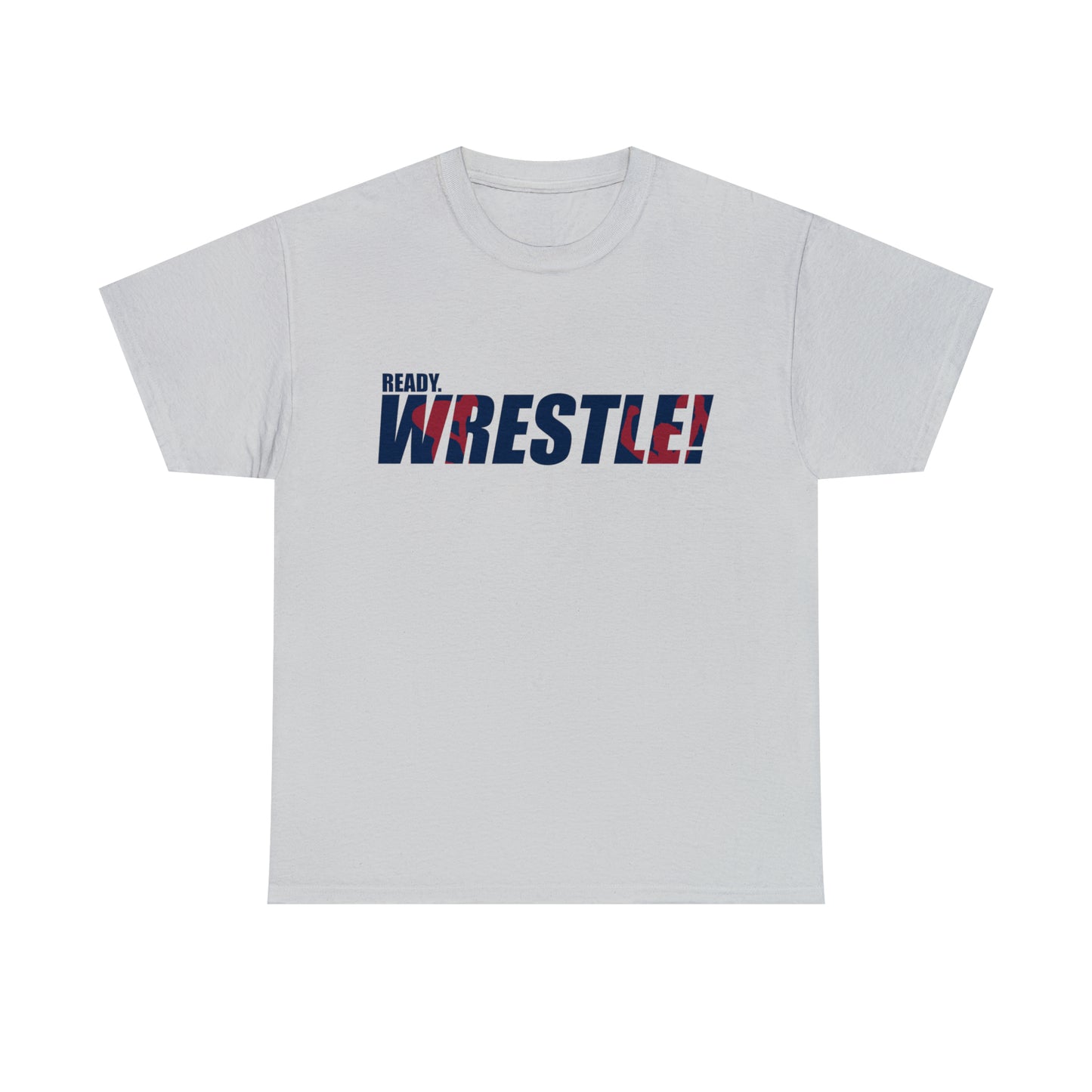 Ready. Wrestle! Navy Logo w/Red Silhouettes, Unisex Heavy Cotton Tee