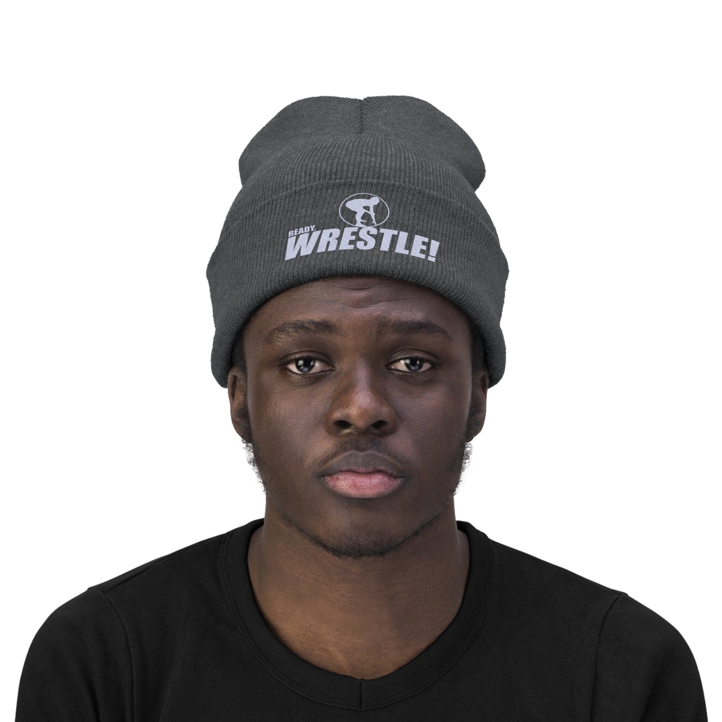 Ready. Wrestle! Knit Beanie, White Logo