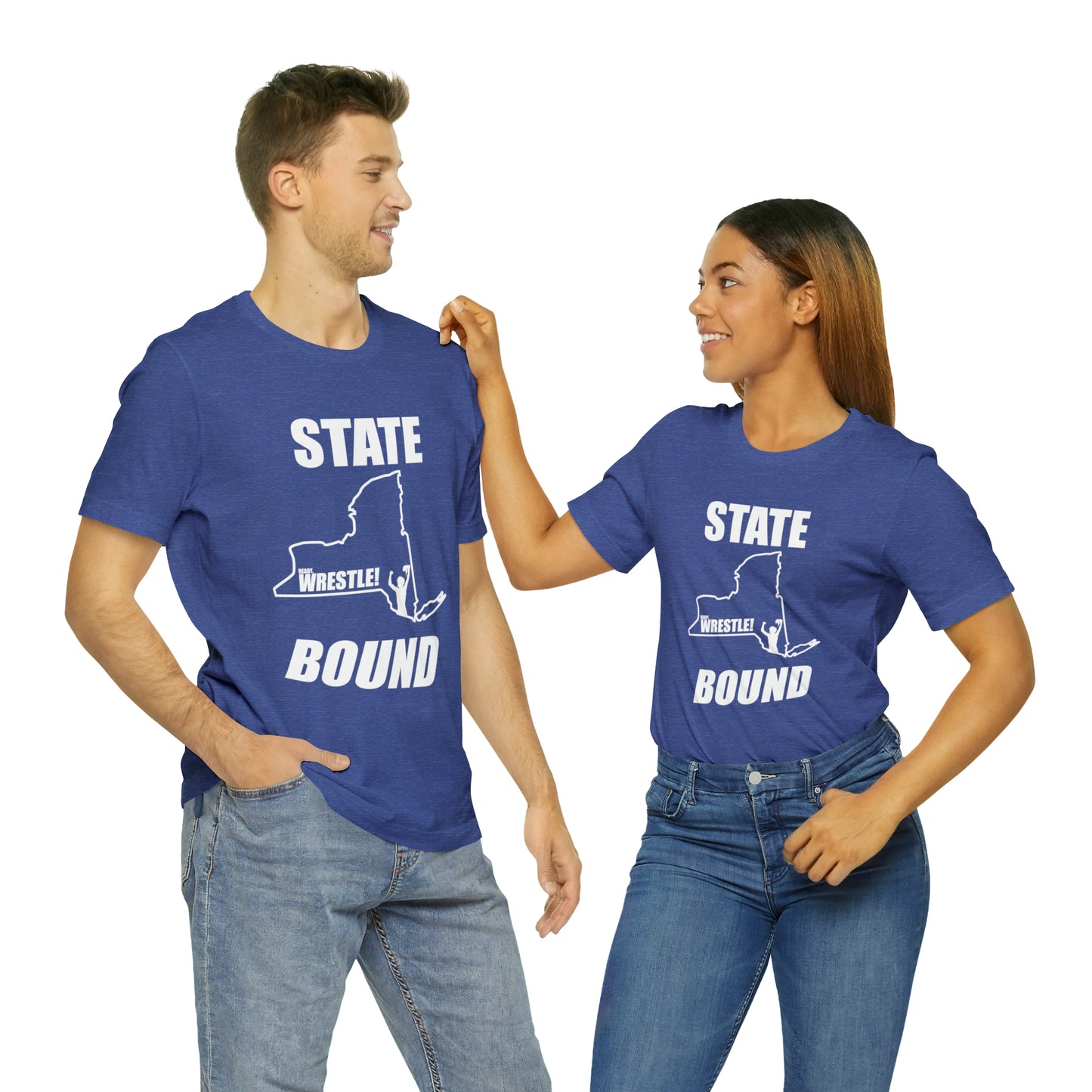 New York State Bound, Unisex Jersey Short Sleeve Tee, White Logo