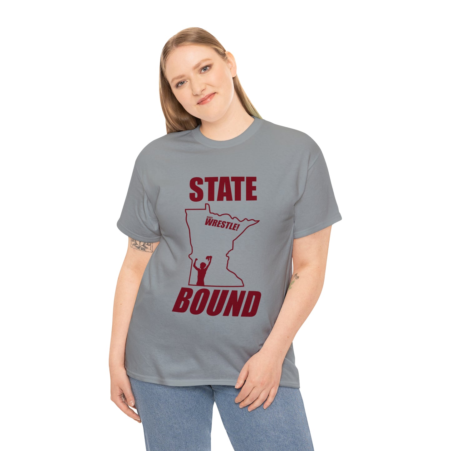 Minnetsota State Bound, Maroon Logo, Unisex Heavy Cotton Tee