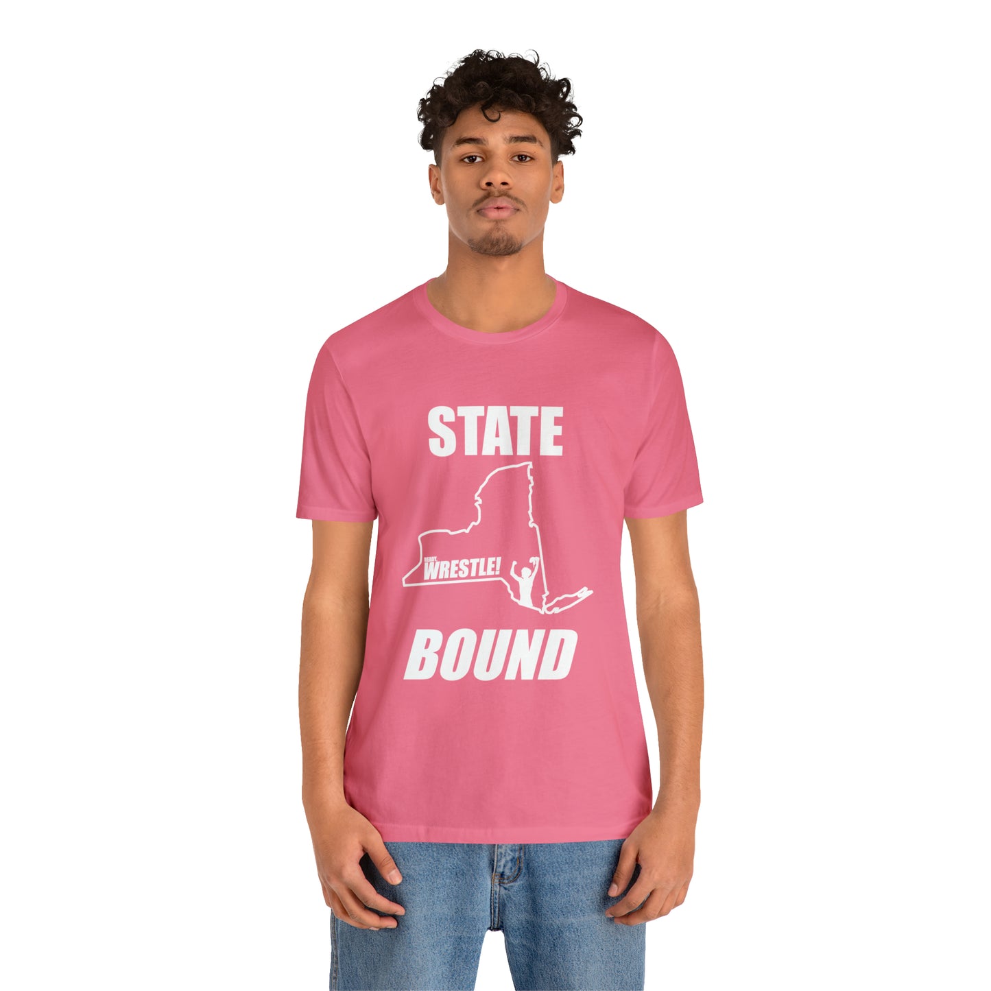 New York State Bound, Unisex Jersey Short Sleeve Tee, White Logo