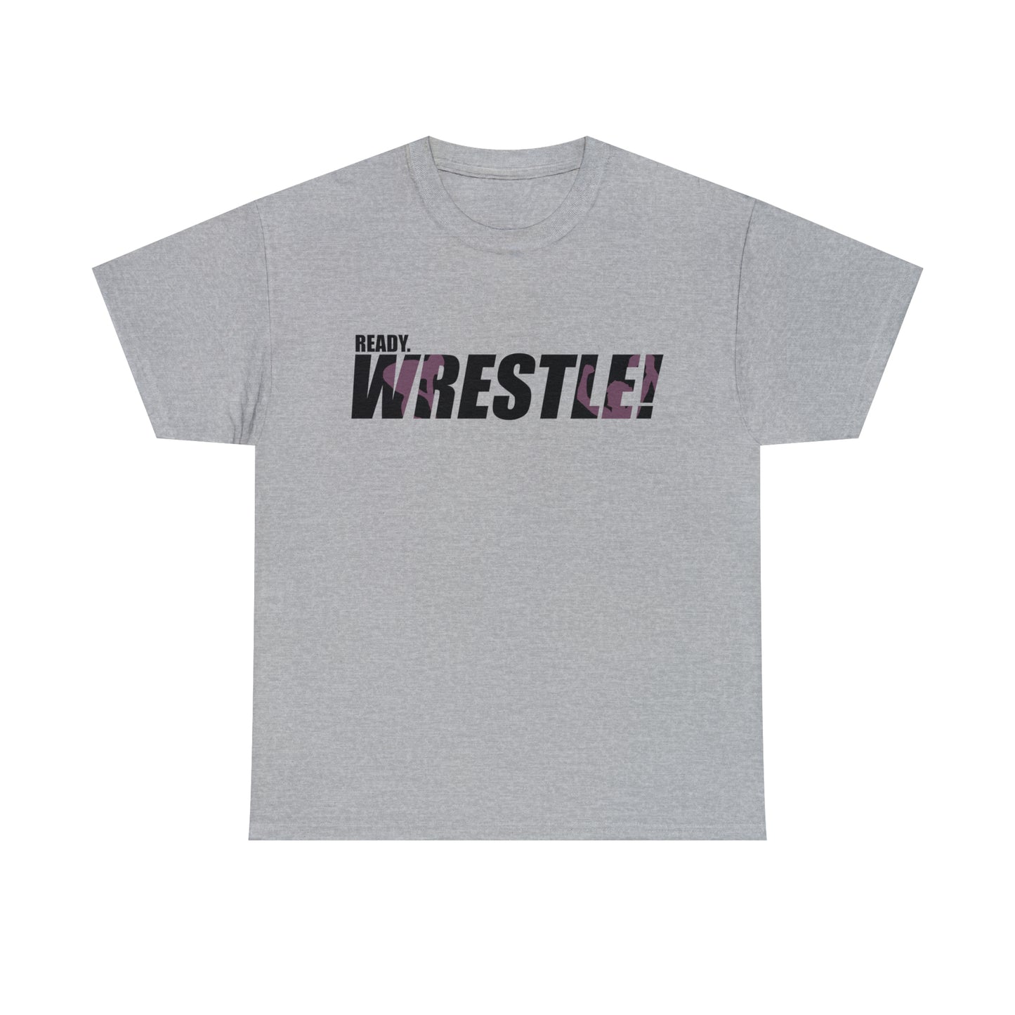 Ready. Wrestle! Black Logo w/Pink Silhouettes, Unisex Heavy Cotton Tee