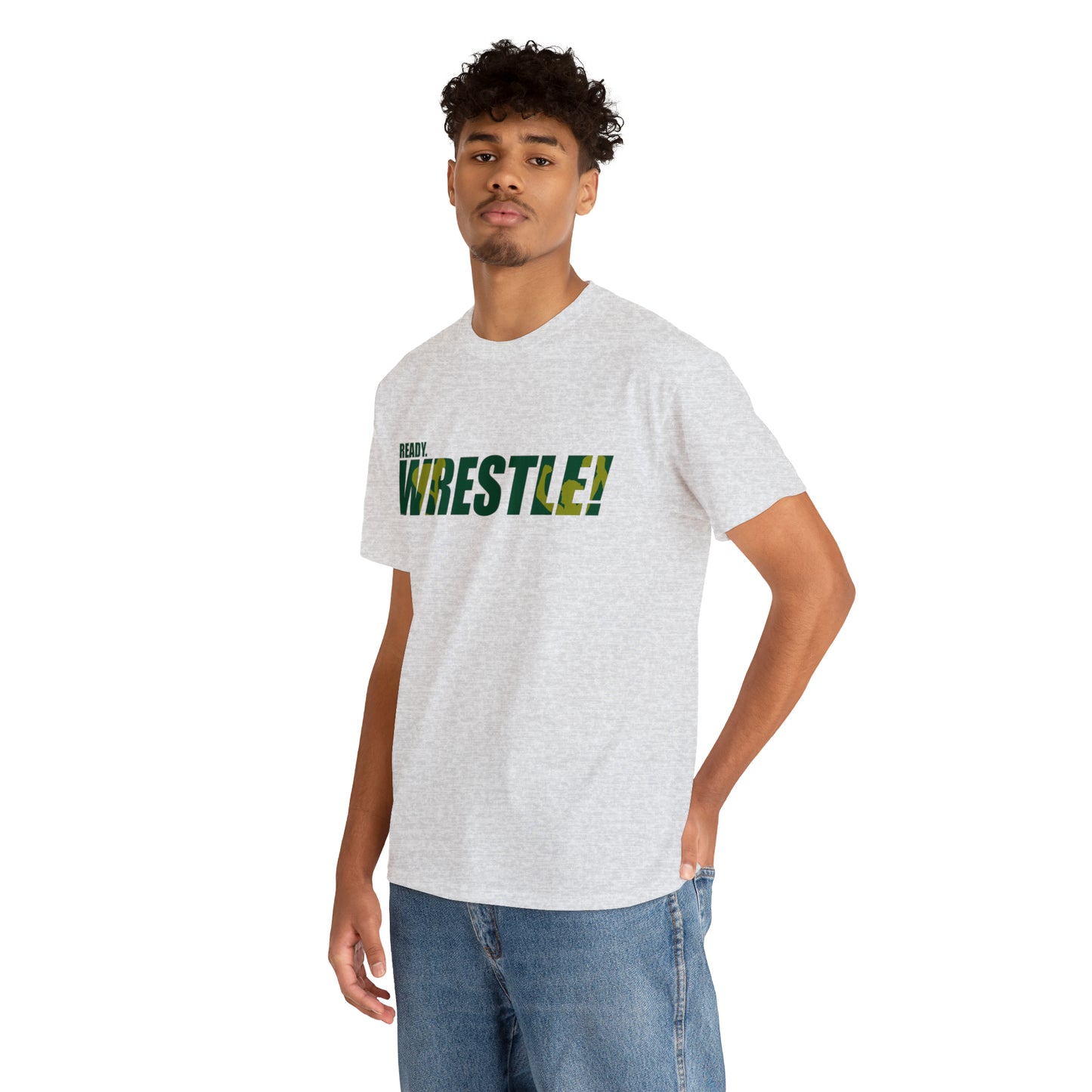 Ready. Wrestle! Green/Gold Logo, Unisex Heavy Cotton Tee