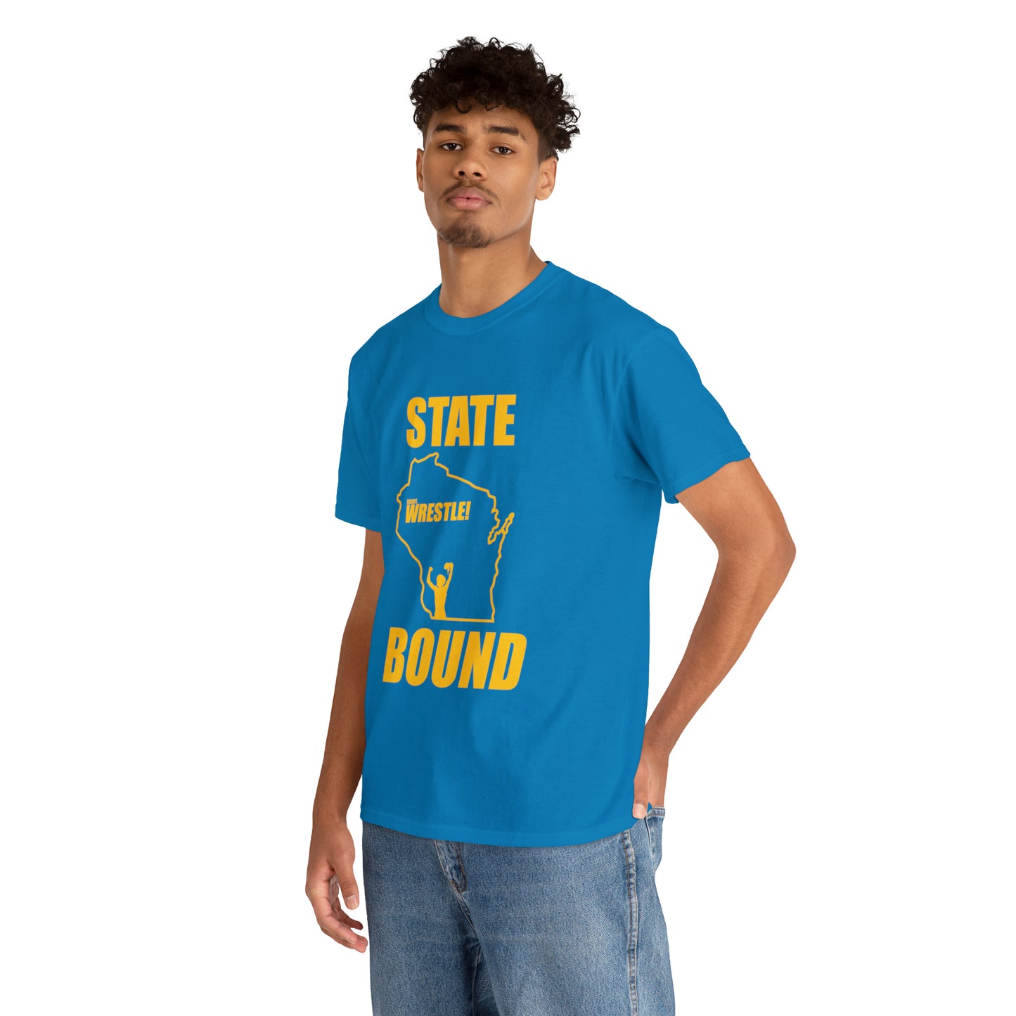 Wisconsin State Bound, Gold Logo, Unisex Heavy Cotton Tee