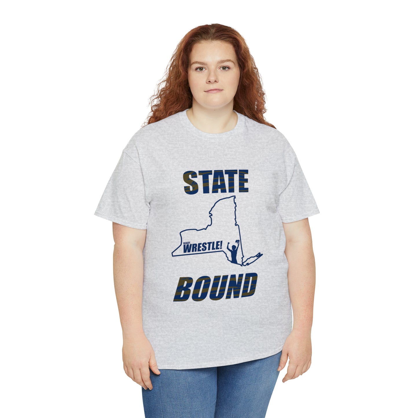 New York State Bound, Blue Logo, Tiger stripes, Unisex Heavy Cotton Tee