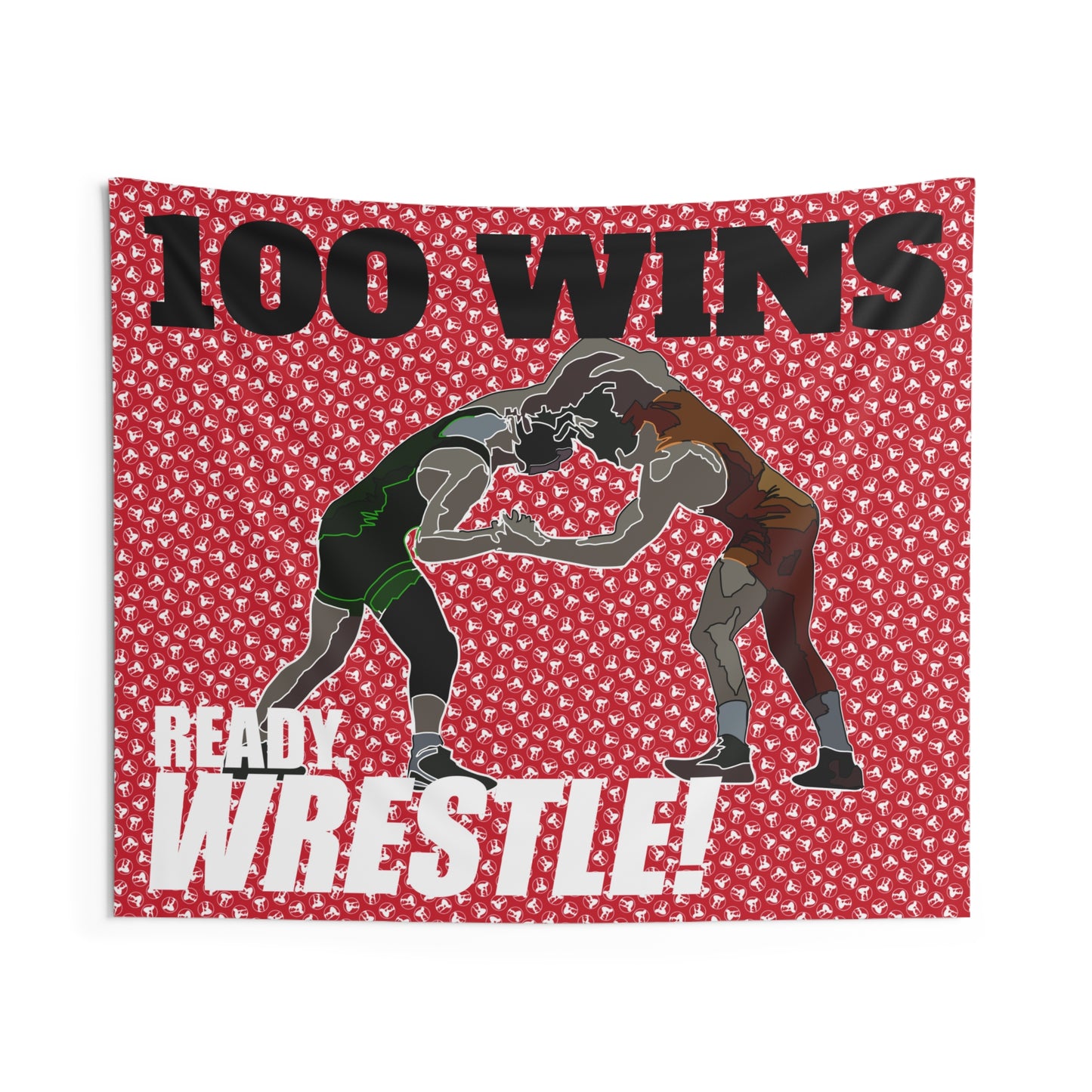 Wrestling 100 Wins Tapestry — 'Ready, Wrestle!' Victory Wall Hanging