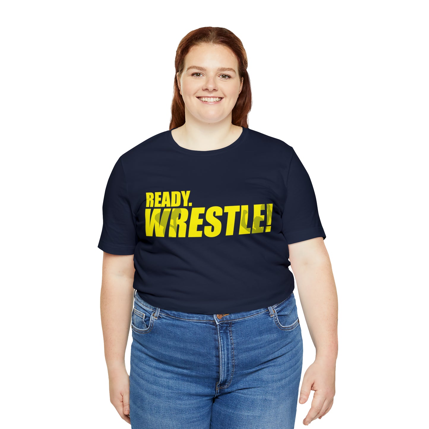 Ready. Wrestle! Gold Logo with Green, Unisex Jersey Short Sleeve Tee