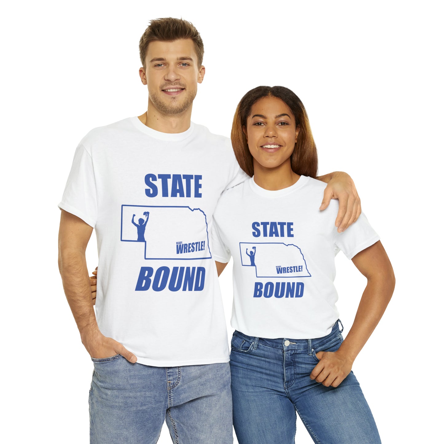 Nebraska State Bound, Royal Blue Logo, Unisex Heavy Cotton Tee